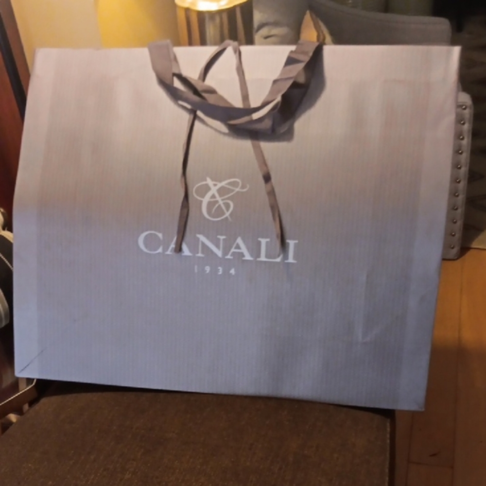 Canali Brown PAPER SHOPPING Bag WITH FABRIC HANDLES - Picture 1 of 5